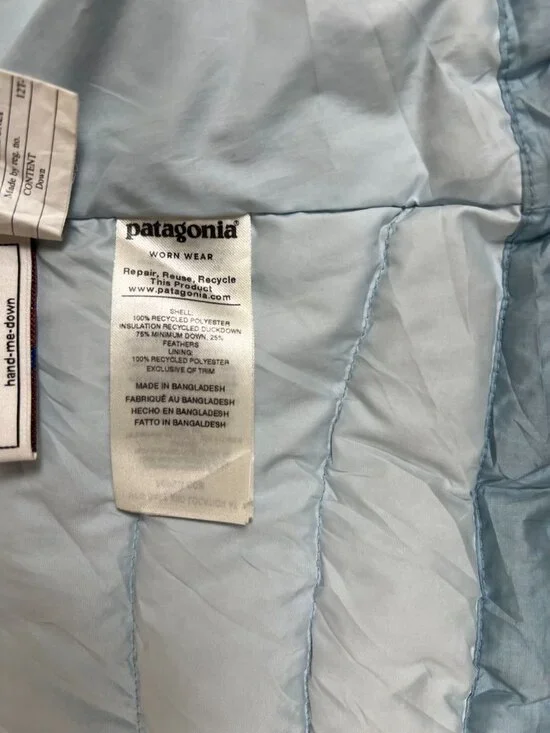 Patagonia Girls XS 5-6 Blue Down Sweater Full Zip Puffer Jacket - Picture 4 of 7